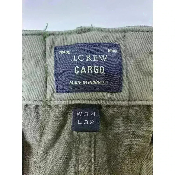 J Crew Slim Fit Stretch Cargo Olive Green 34x32 Button Pockets - Picture 5 of 11